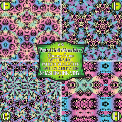 Pastel Goth Mandala ★ Pattern Vinyl | Faux Leather | Sublimation (TAT 3 BUS DAYS)