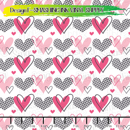 Cute Hearts ★ Pattern Vinyl | Faux Leather | Sublimation (TAT 3 BUS DAYS)