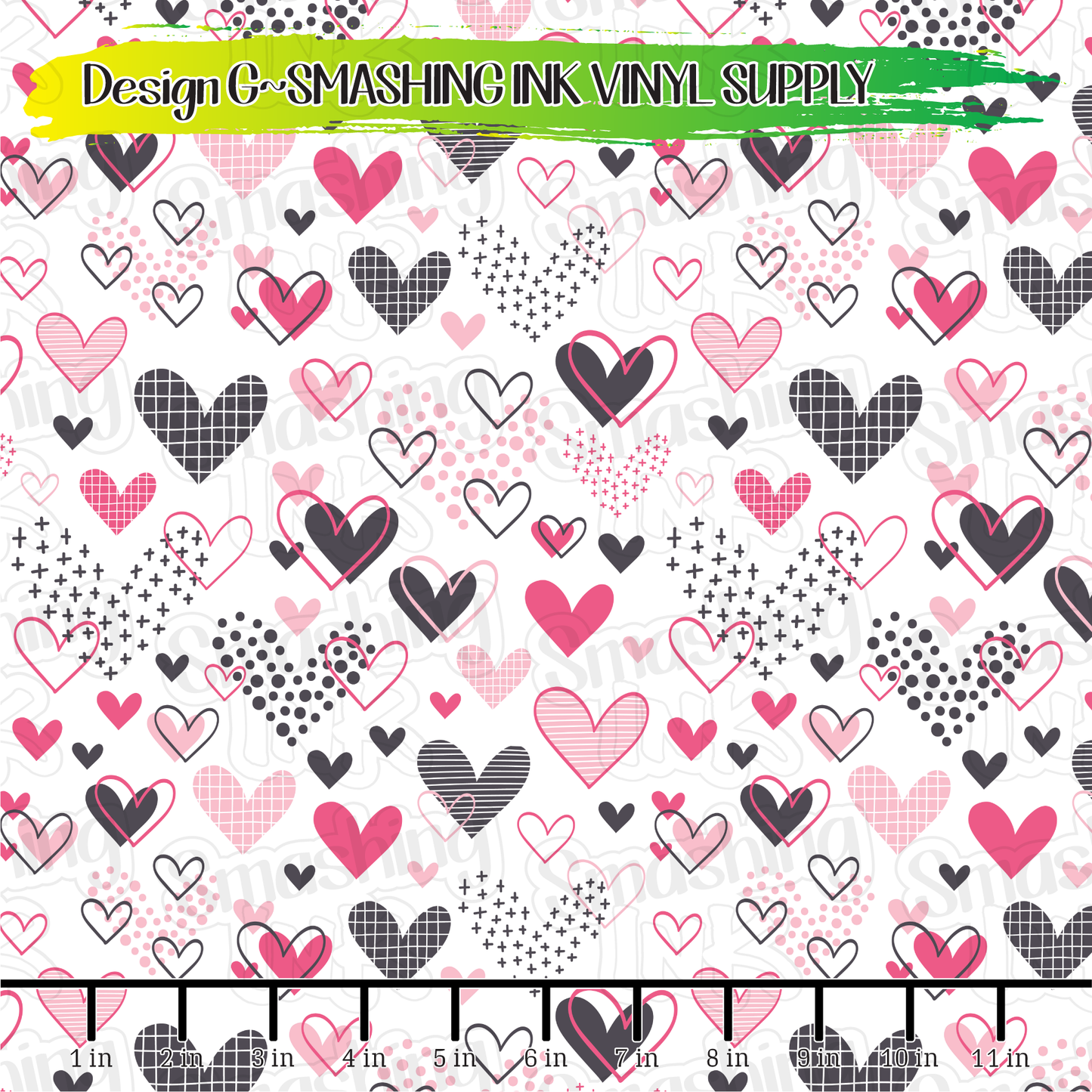 Cute Hearts ★ Pattern Vinyl | Faux Leather | Sublimation (TAT 3 BUS DAYS)