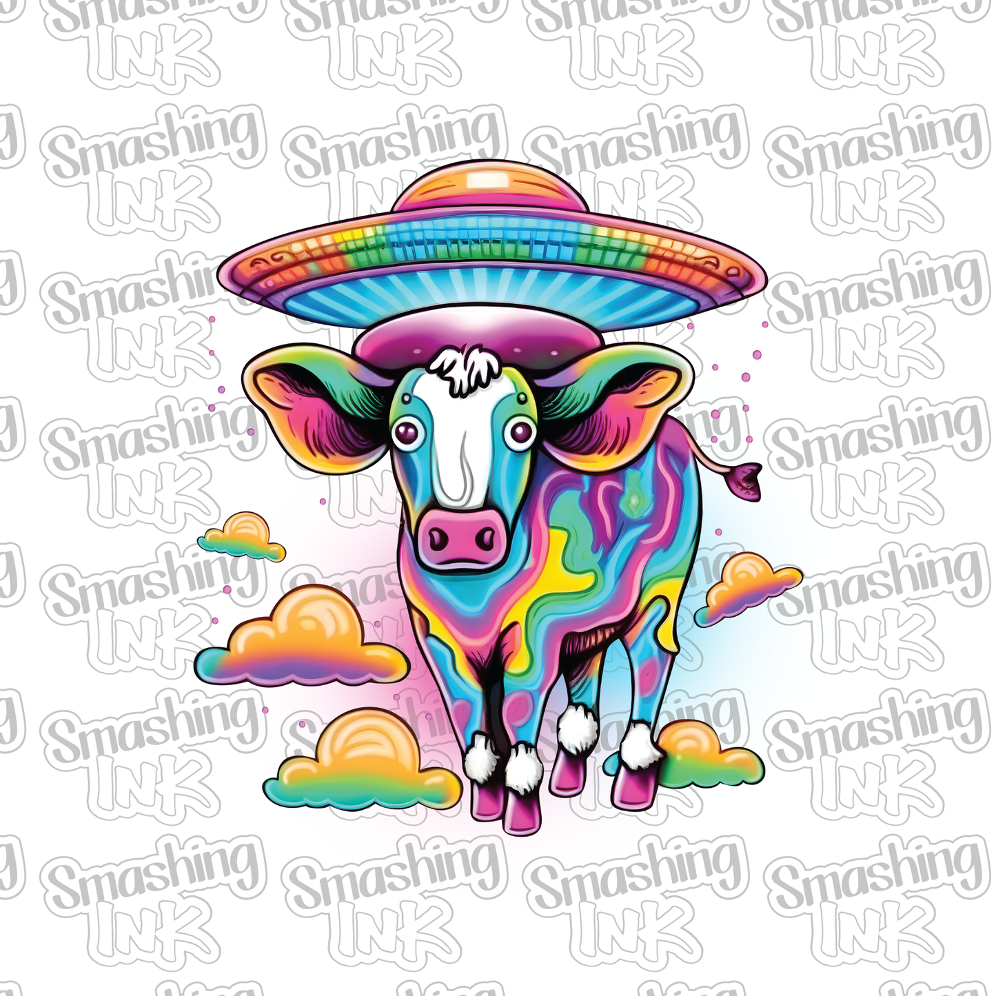 Alien Neon Cow - Heat Transfer | DTF | Sublimation (TAT 3 BUS DAYS) [12E-8HTV]