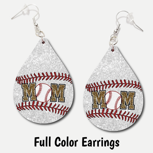 Baseball Mom Glitter - Full Color Earrings