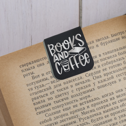 Books & Coffee - Magnetic Leatherette Bookmark - Choose your leatherette color!