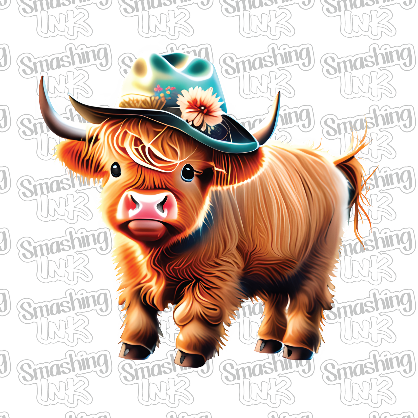 Baby Highland Cow With Hat 5 - Heat Transfer | DTF | Sublimation (TAT ...