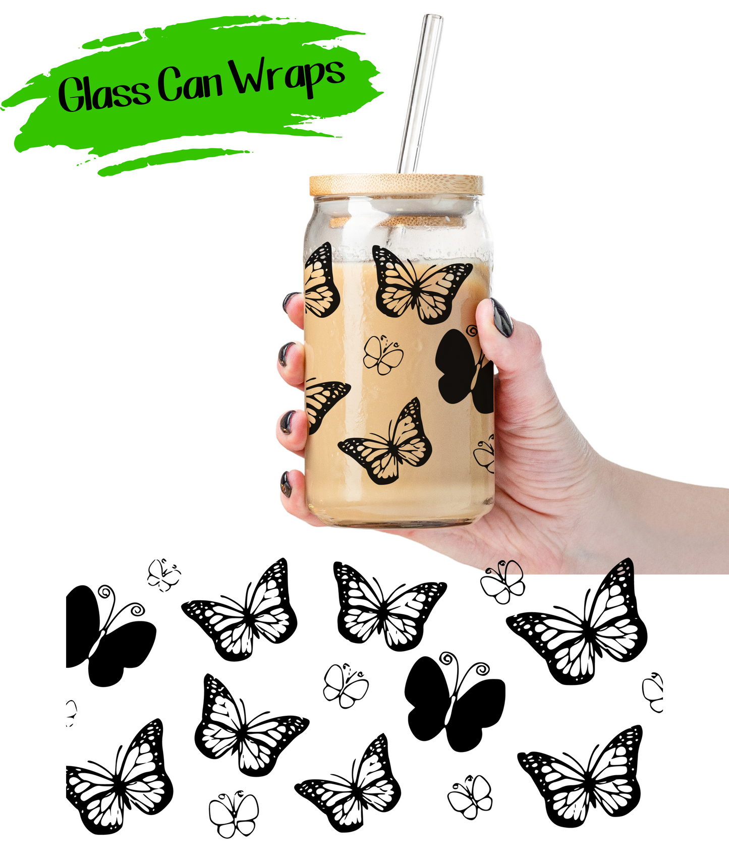 Butterflies  Wrap for 16/20 oz Cups - UV DTF or Sublimation (SHIPS IN 3-7 BUS DAYS)