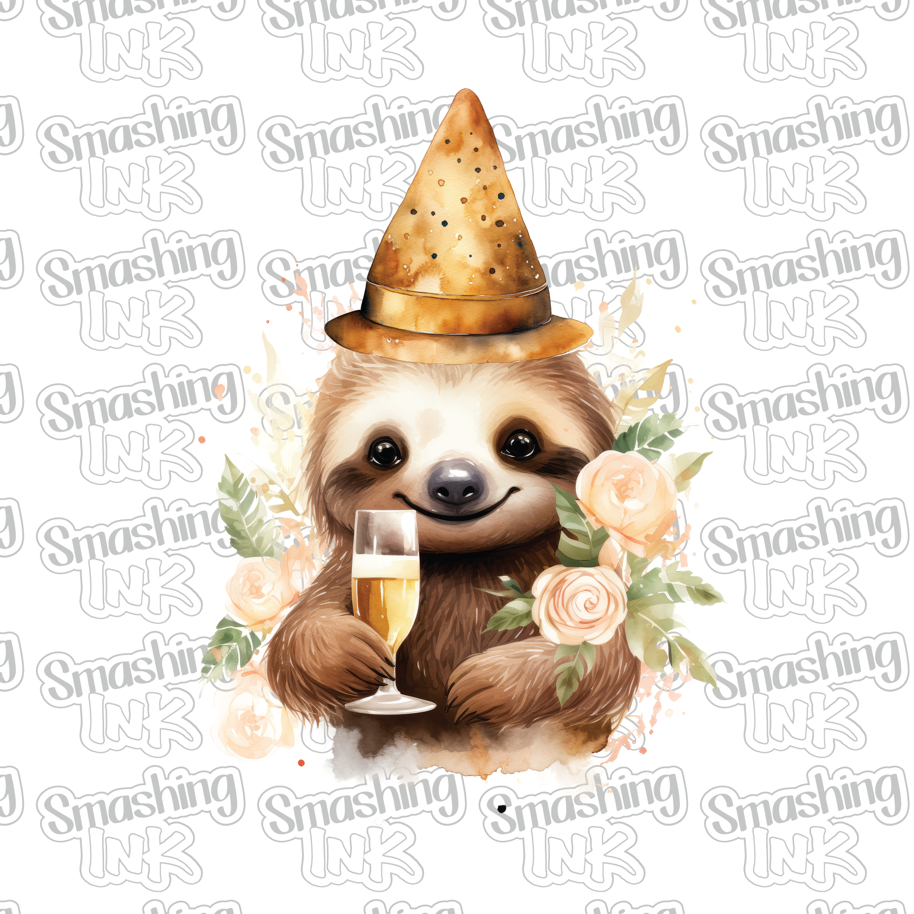 Champagne Sloth - Heat Transfer | DTF | Sublimation (TAT 3 BUS DAYS ...