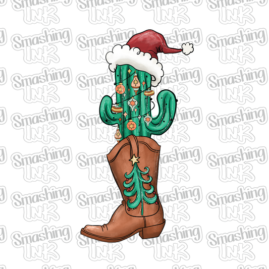 Christmas Cowboy Cactus - Heat Transfer | DTF | Sublimation (TAT 3 BUS DAYS) [4G46-8HTV]