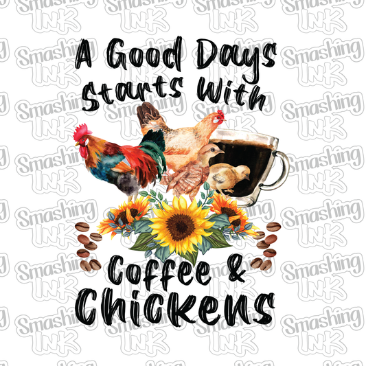Coffee And Chickens - Heat Transfer | DTF | Sublimation (TAT 3 BUS DAYS) [6M-9HTV]