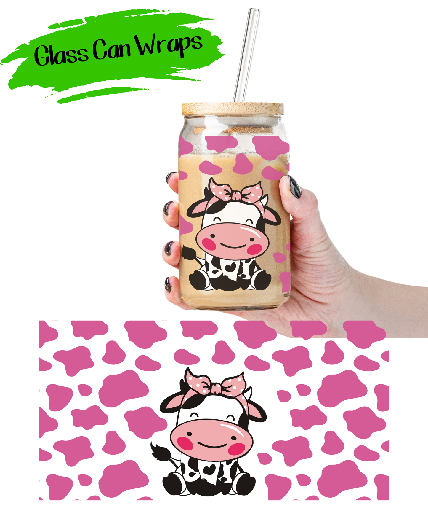 Cow Girl Wrap for 16/20 oz Cups - UV DTF or Sublimation (SHIPS IN 3-7 BUS DAYS)