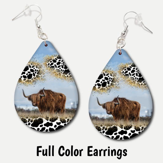 Cow Print - Full Color Earrings