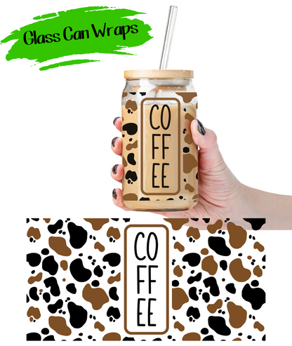 Cow Print Coffee Wrap for 16/20 oz Cups - UV DTF or Sublimation (SHIPS IN 3-7 BUS DAYS)