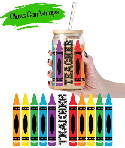 Teacher Crayon Wrap for 16/20 oz Cups - UV DTF or Sublimation (SHIPS IN 3-7 BUS DAYS)