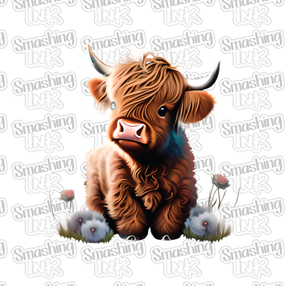 Cute Baby Highland Cow - Heat Transfer | DTF | Sublimation (TAT 3 BUS DAYS) [6J-11HTV]