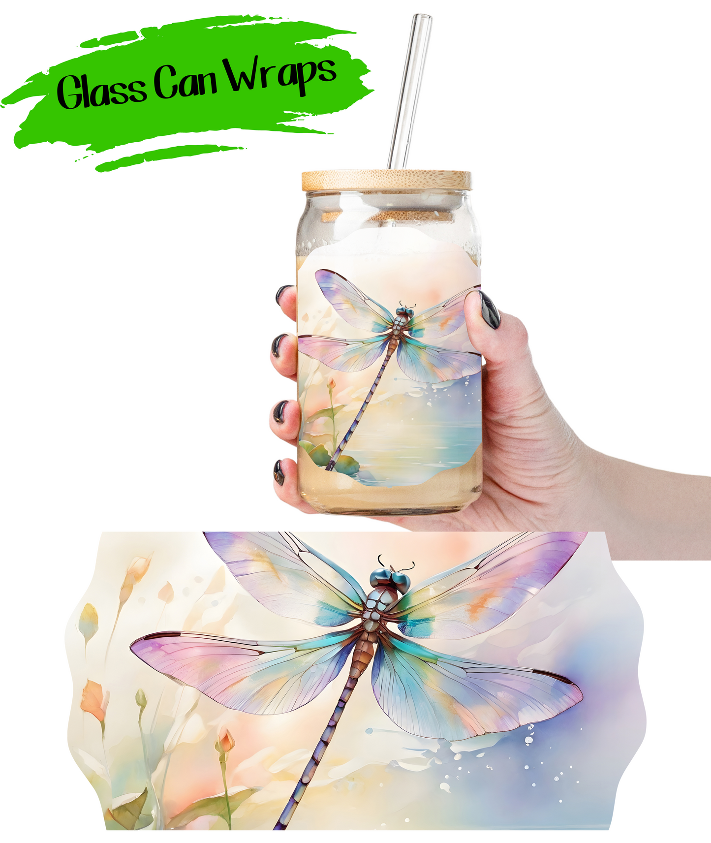 Watercolor Dragonfly - UV DTF | Cup Wrap | 16/20 oz