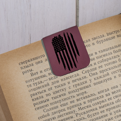 Flag - Magnetic Leatherette Bookmark - Choose your leatherette color!