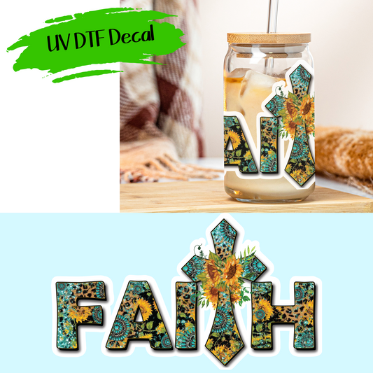 Faith Western Sunflowers  - UV DTF Decals (SHIPS IN 3-7 BUS DAYS)