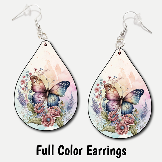 Floral Butterflies - Full Color Earrings