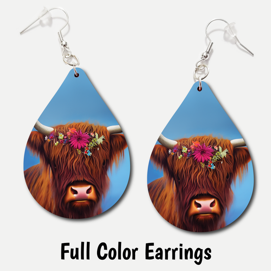 Floral Cow - Full Color Earrings