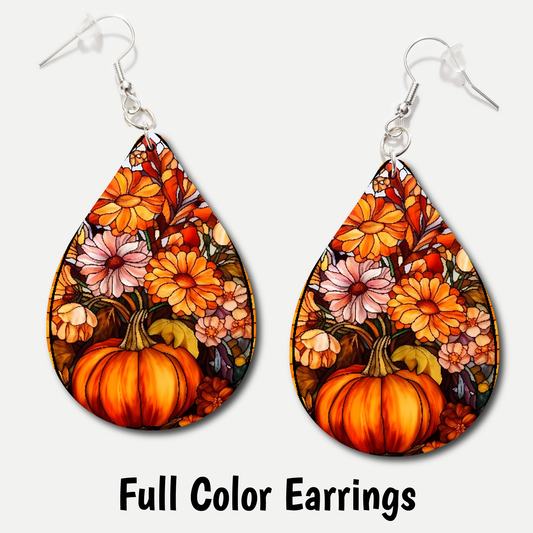 Floral Pumpkin - Full Color Earrings