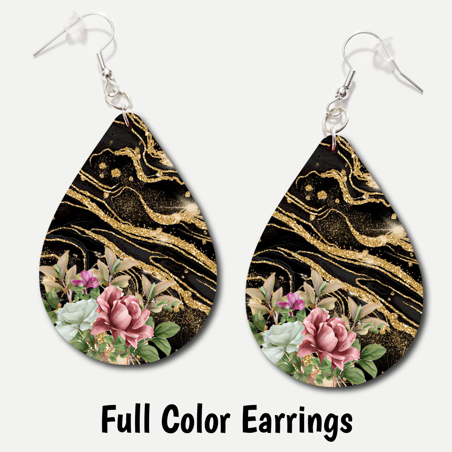 Gold Black Marble - Acrylic Earrings