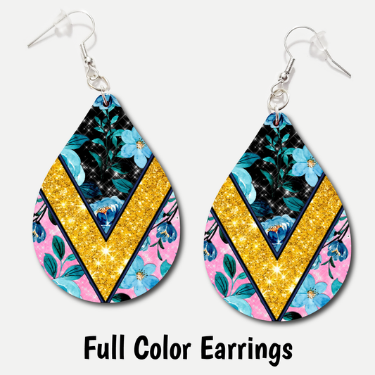 Gold Floral - Full Color Earrings
