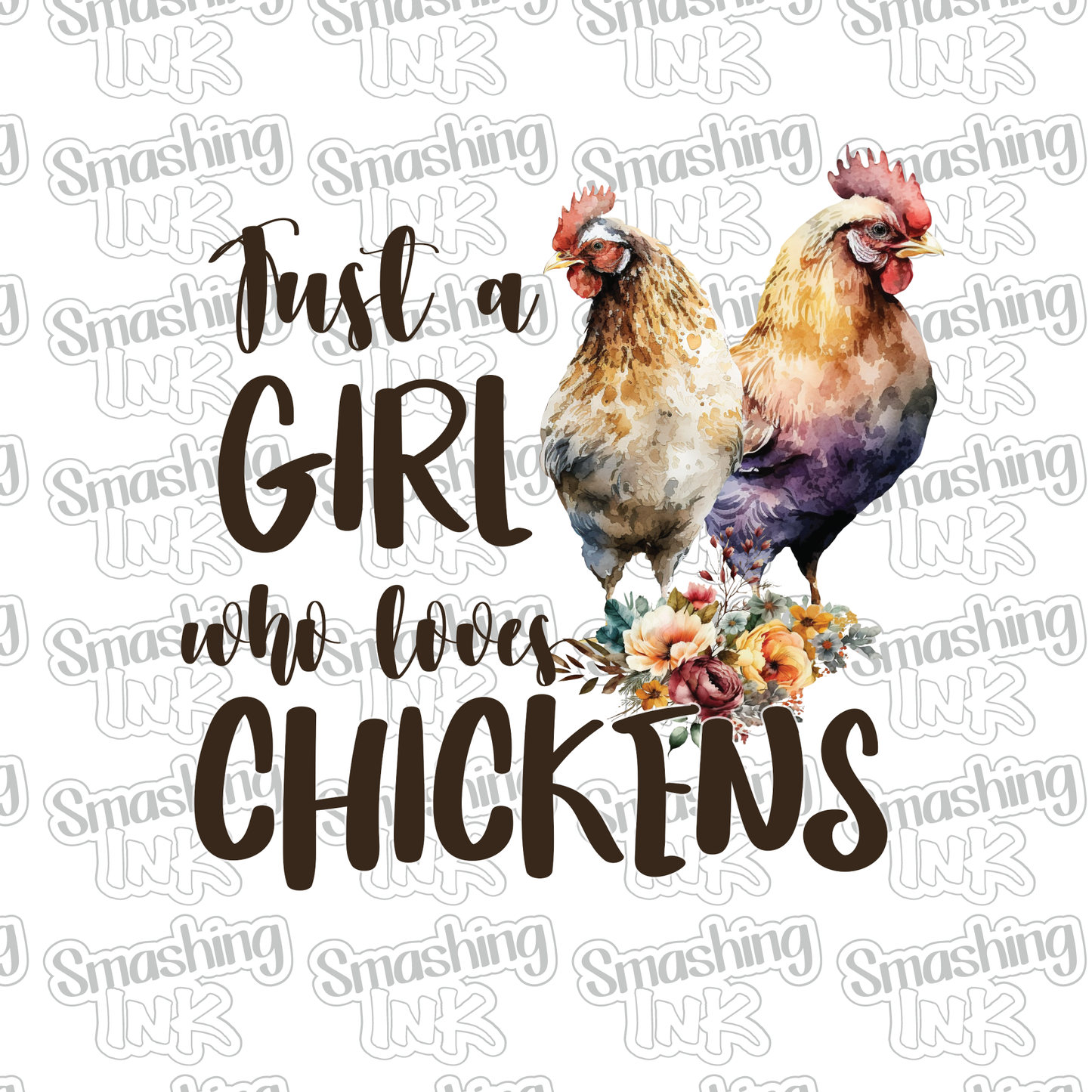 Girl Who Loves Chickens - Heat Transfer | DTF | Sublimation (TAT 3 BUS DAYS) [6M-5HTV]