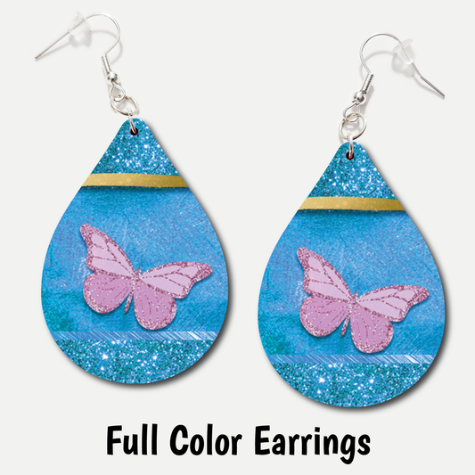 Glitter Butterfly - Full Color Earrings