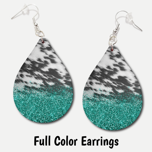 Glitter Cowprint - Full Color Earrings
