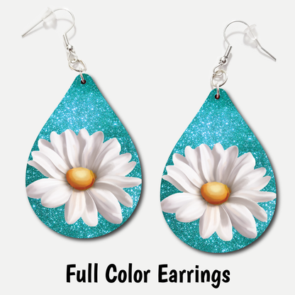 Glitter Daisy - Acrylic Earrings