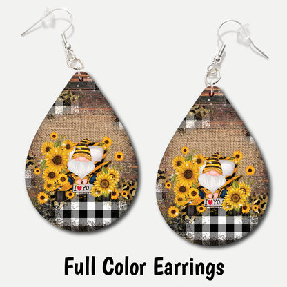 Gnome Sunflower - Full Color Earrings
