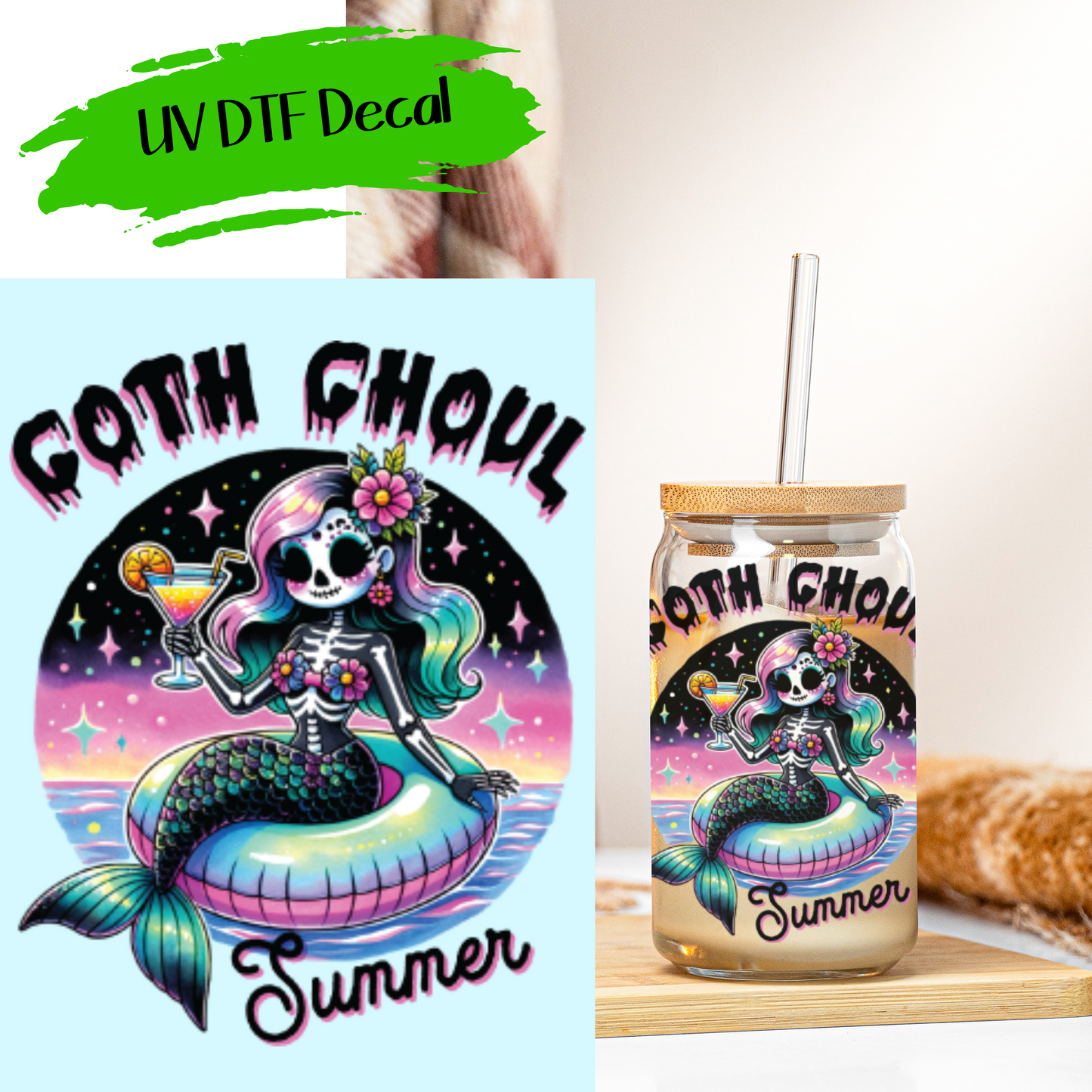 Goth Ghoul Summer - UV DTF Decals (SHIPS IN 3-7 BUS DAYS)