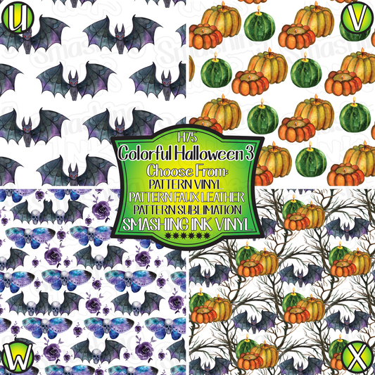 Colorful Halloween ★ Pattern Vinyl | Faux Leather | Sublimation (TAT 3 BUS DAYS)