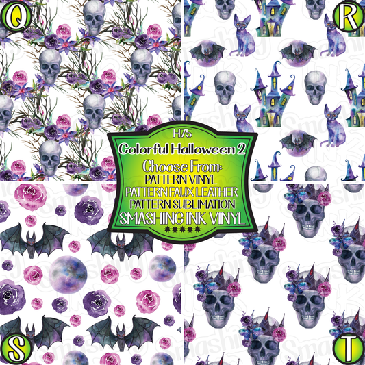 Colorful Halloween  ★ Pattern Vinyl | Faux Leather | Sublimation (TAT 3 BUS DAYS)