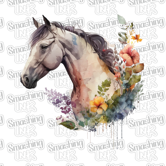 Horse With Wildflowers - Heat Transfer | DTF | Sublimation (TAT 3 BUS DAYS) [6G-9HTV]