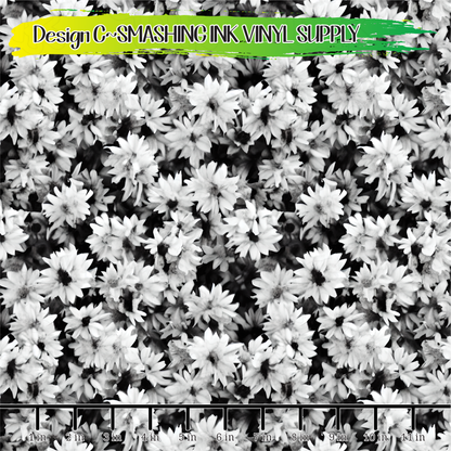 Black White Flowers ★ Pattern Vinyl | Faux Leather | Sublimation (TAT 3 BUS DAYS)