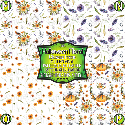 Halloween Floral  ★ Pattern Vinyl | Faux Leather | Sublimation (TAT 3 BUS DAYS)