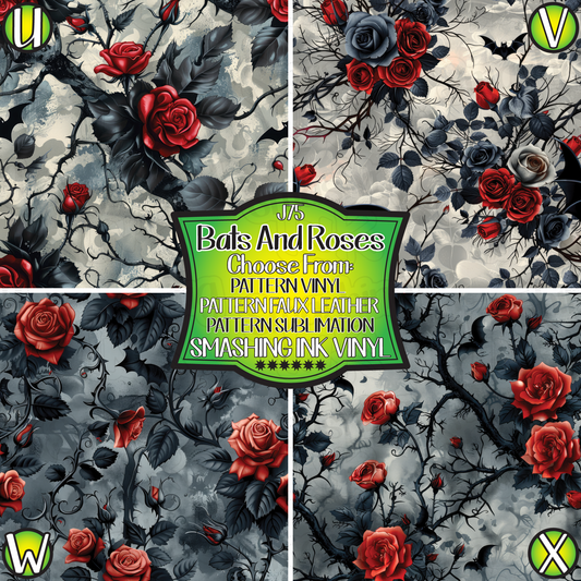 Bats And Roses ★ Pattern Vinyl | Faux Leather | Sublimation (TAT 3 BUS DAYS)