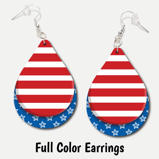 Layered Stars and Stripes - Full Color Earrings