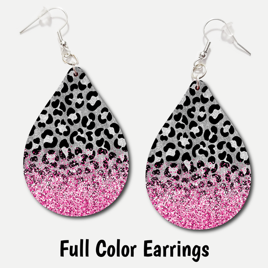 Leopard Pink Sparkle - Full Color Earrings