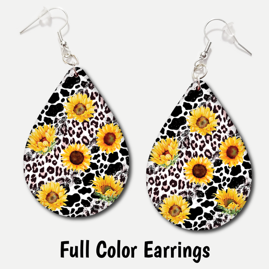 Leopard Sunflower - Full Color Earrings