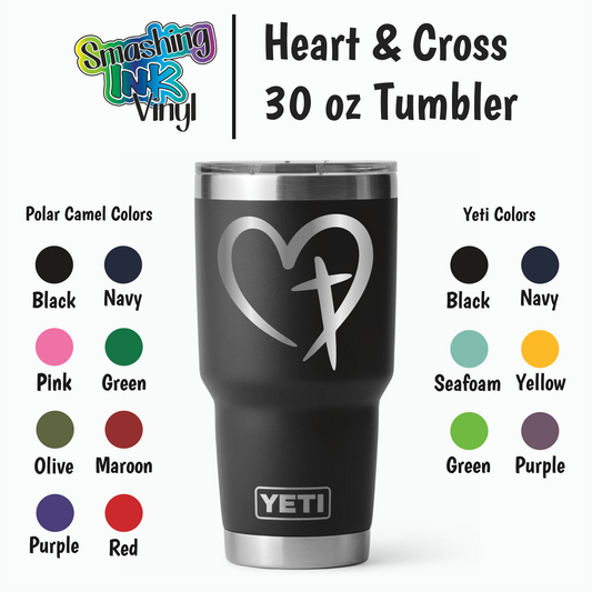Heart and Cross - Engraved Tumblers