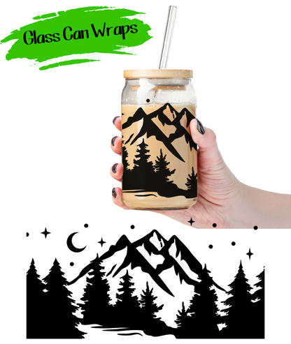 Mountain Scene Wrap for 16/20 oz Cups - UV DTF or Sublimation (SHIPS IN 3-7 BUS DAYS)