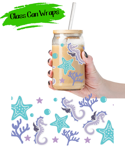 Ocean Animals Wrap for 16/20 oz Cups - UV DTF or Sublimation (SHIPS IN 3-7 BUS DAYS)