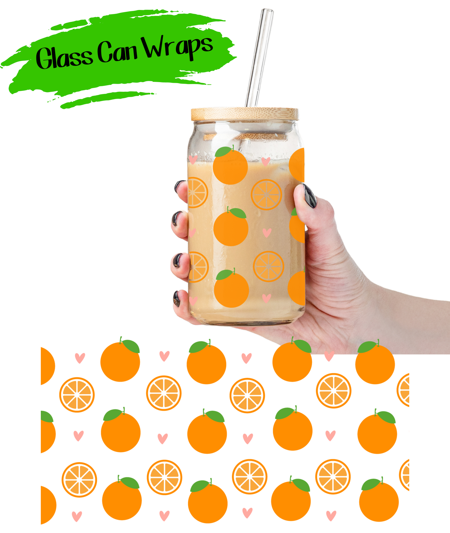 Oranges Wrap for 16/20 oz Cups - UV DTF or Sublimation (SHIPS IN 3-7 BUS DAYS)