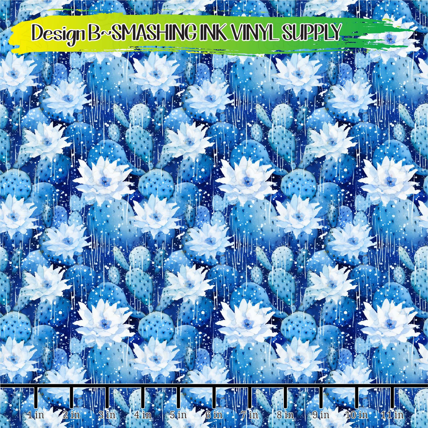 Blue Cactus ★ Pattern Vinyl | Faux Leather | Sublimation (TAT 3 BUS DAYS)