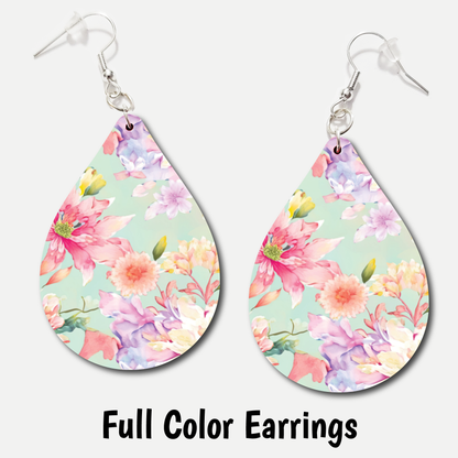 Pastel Flowers - Full Color Earrings