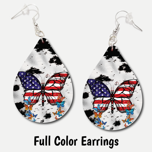 Patriotic Butterfly - Full Color Earrings