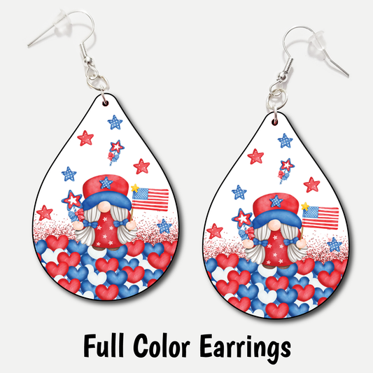 Patriotic Gnome - Full Color Earrings