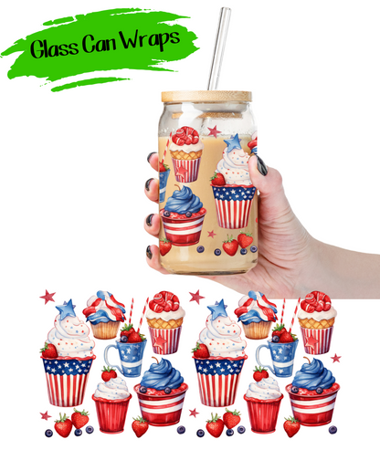 Patriotic Treats Wrap for 16/20 oz Cups - UV DTF or Sublimation (SHIPS IN 3-7 BUS DAYS)