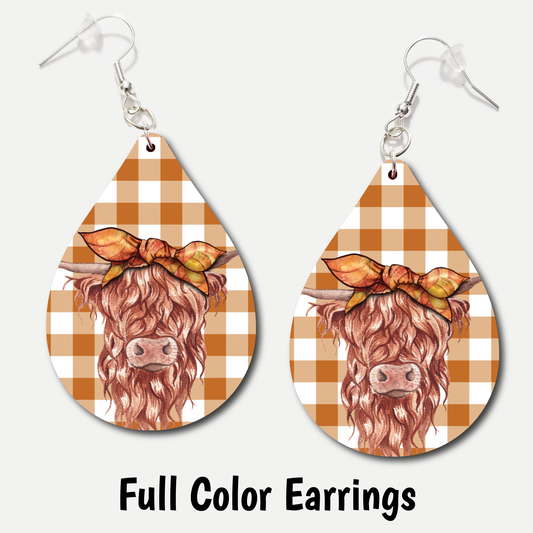 Plaid Cow - Full Color Earrings