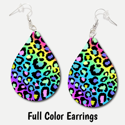 Rainbow Leopard - Acrylic Earrings